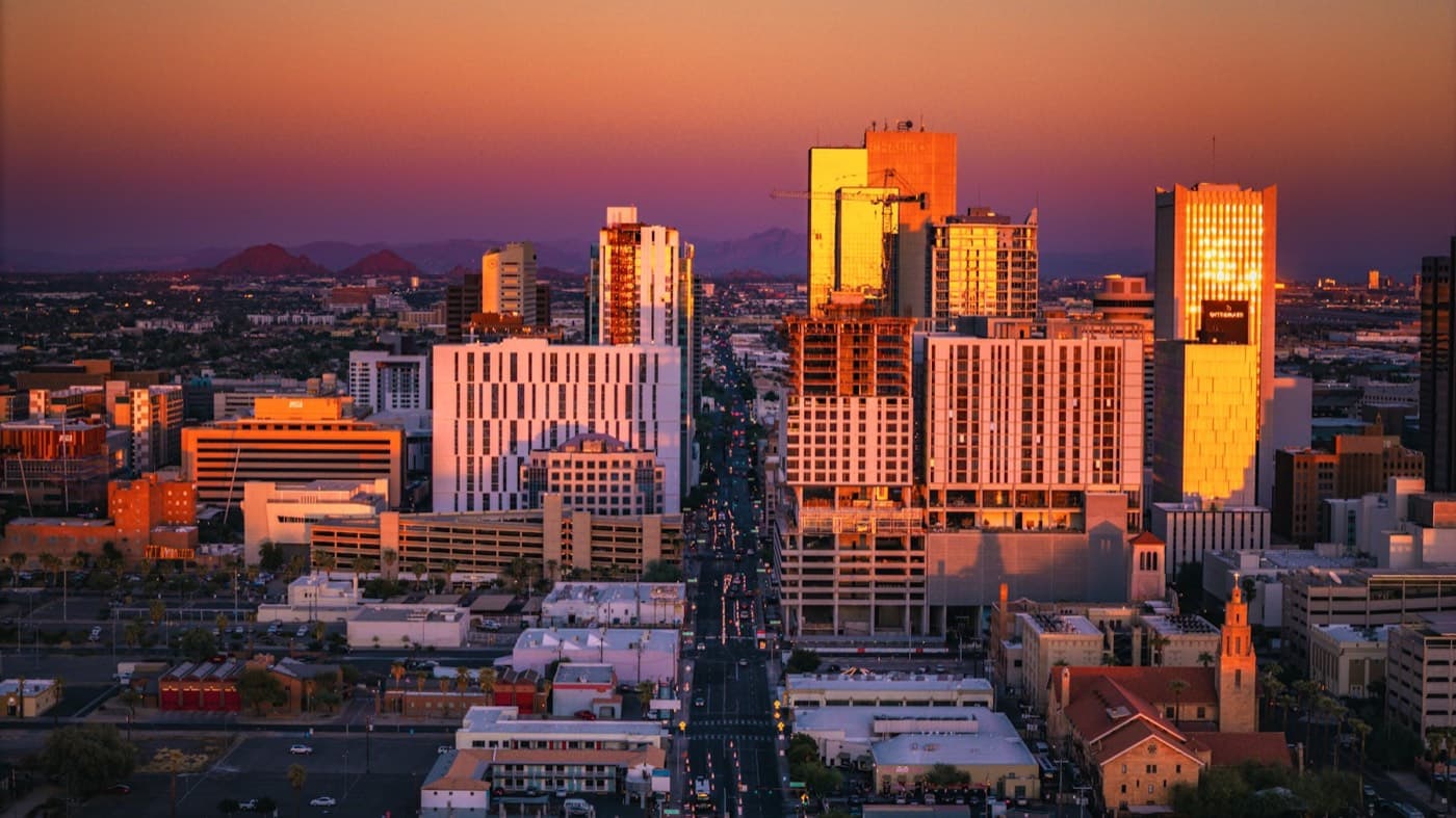 Downtown Phoenix skyline at dusk